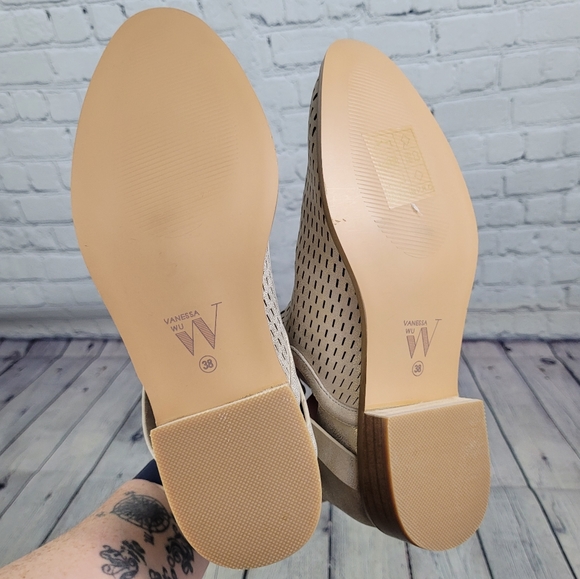 VANESSA WU | Anthropologie gold perforated strappy ankle boots - Picture 7 of 11
